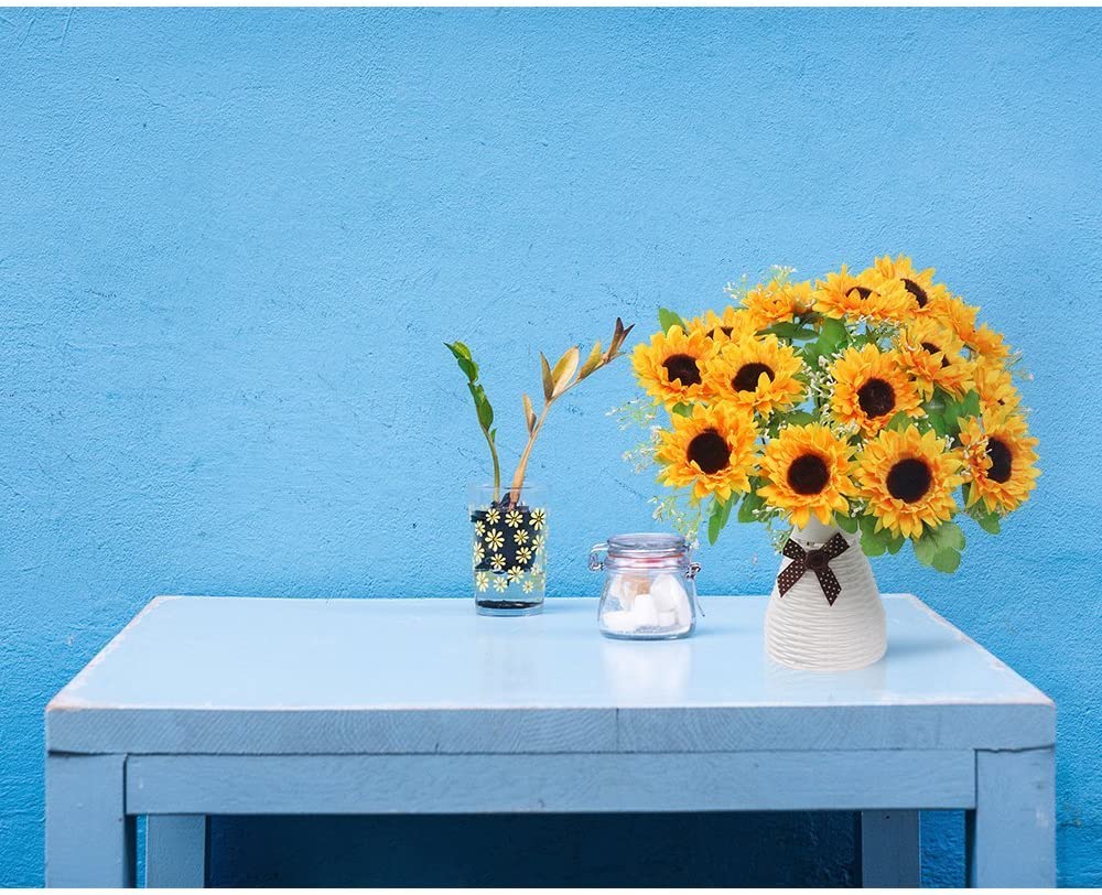 AmyHomie Artificial Flowers, Artificial Sunflower Bouquets, Fake Flowers for Baby Shower Home Decoration Wedding Decor, Bride Holding Flowers,DIY Garden Craft Art Decor