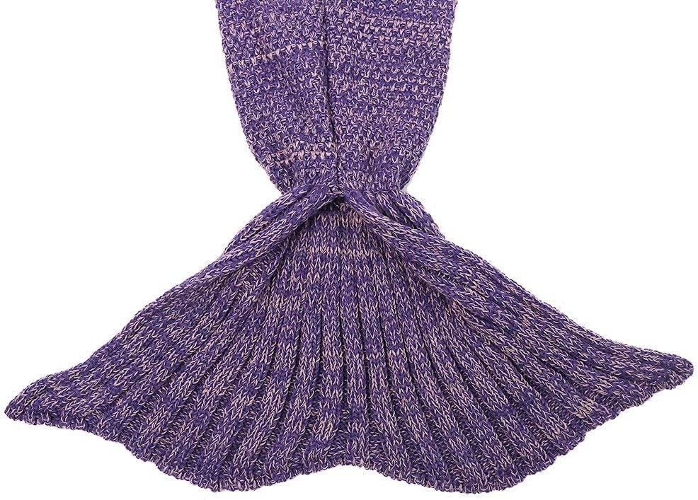 AmyHomie Mermaid Tail Blanket, Soft Crochet Sleeping Blanket for Kids Adults, Mermaid Gift for Girls