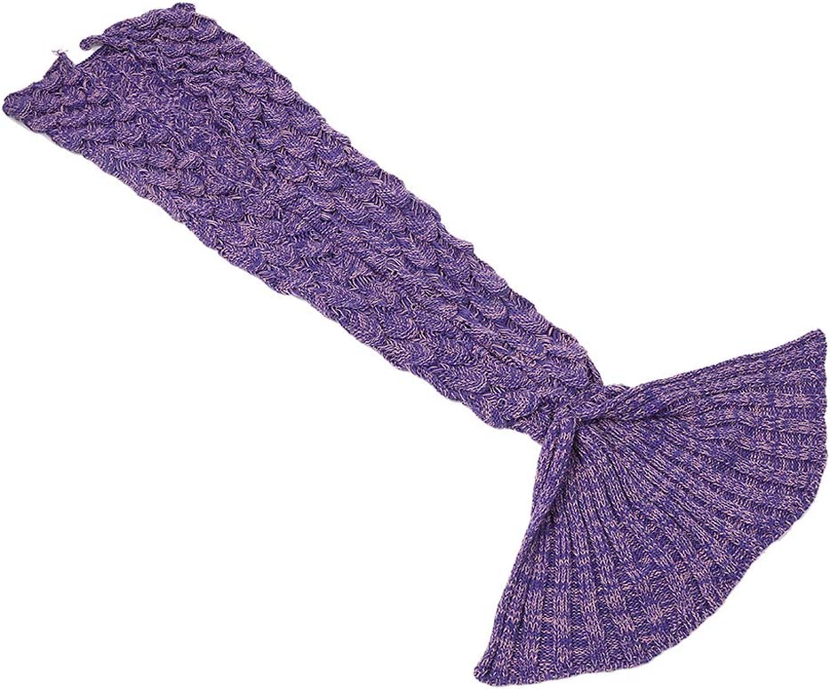 AmyHomie Mermaid Tail Blanket, Soft Crochet Sleeping Blanket for Kids Adults, Mermaid Gift for Girls