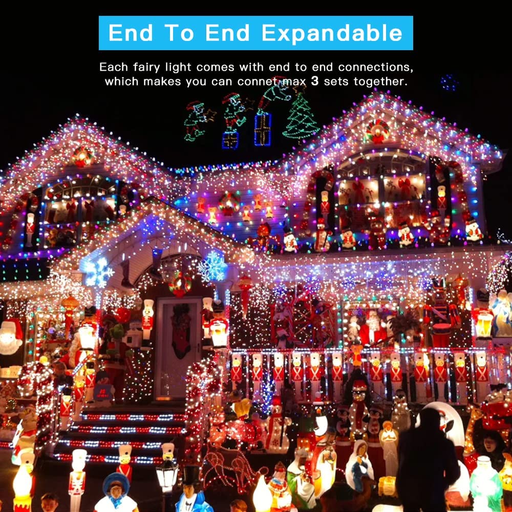 AmyHomie Blue Christmas Lights, 108Ft 300LED Halloween Lights Outdoor Waterproof, End-to-End Indoor Fairy Decorative Lights for Wedding, Party, Halloween Christmas Decor