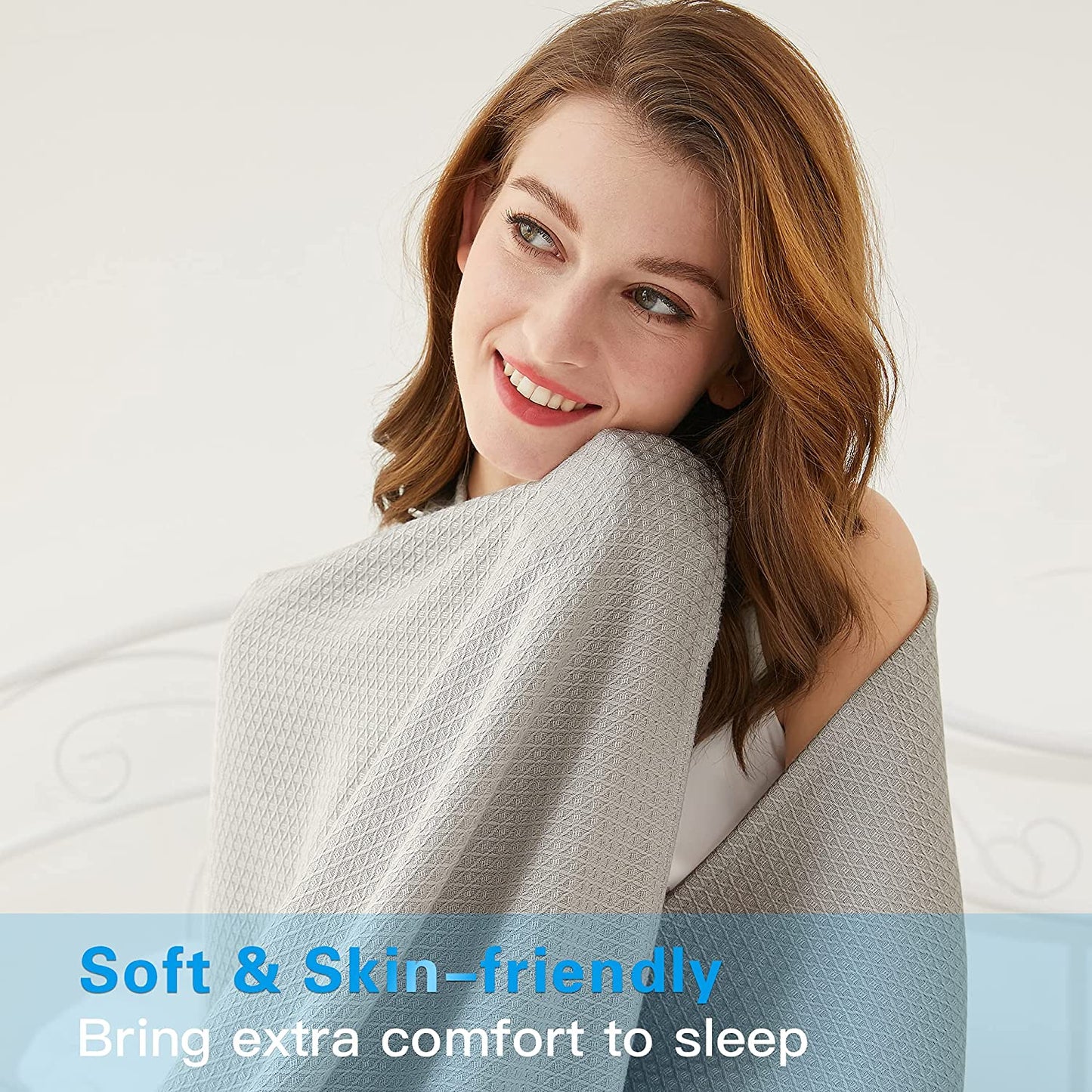 AmyHomie Cooling Blanket, 100% Bamboo Blankets for Hot Sleepers Night Sweats, Lightweight Breathable Summer Cool Blankets for Bed Couch All Season Use, with Laundry Bag Gift