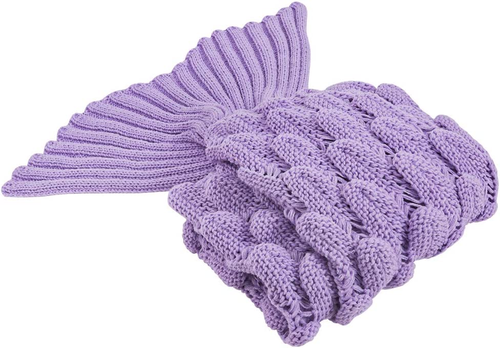 AmyHomie Mermaid Tail Blanket, Soft Crochet Sleeping Blanket for Kids Adults, Mermaid Gift for Girls