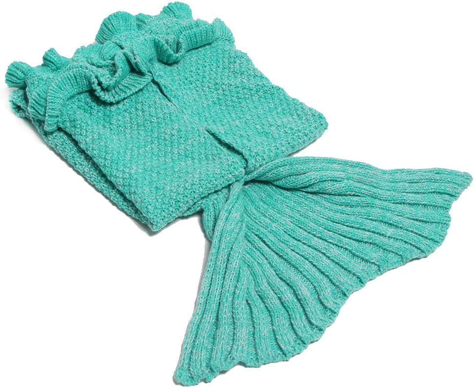 AmyHomie Mermaid Tail Blanket, Soft Crochet Sleeping Blanket for Kids Adults, Mermaid Gift for Girls