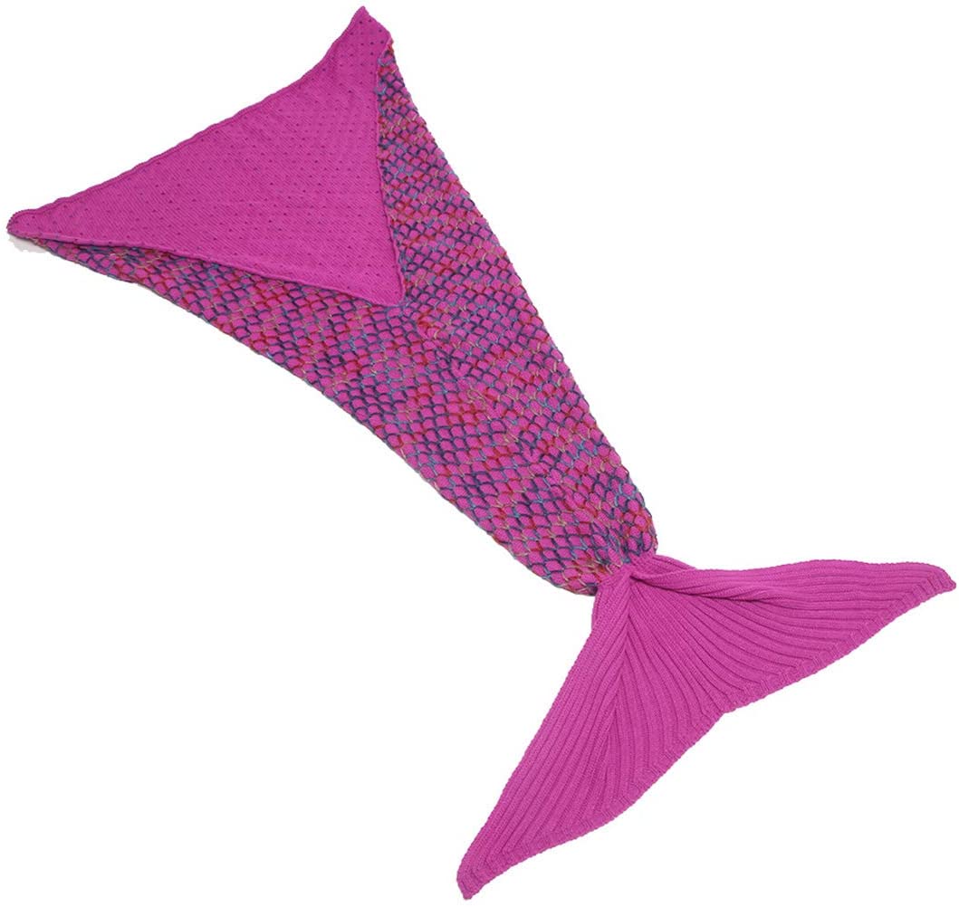 AmyHomie Mermaid Tail Blanket, Soft Crochet Sleeping Blanket for Kids Adults, Mermaid Gift for Girls