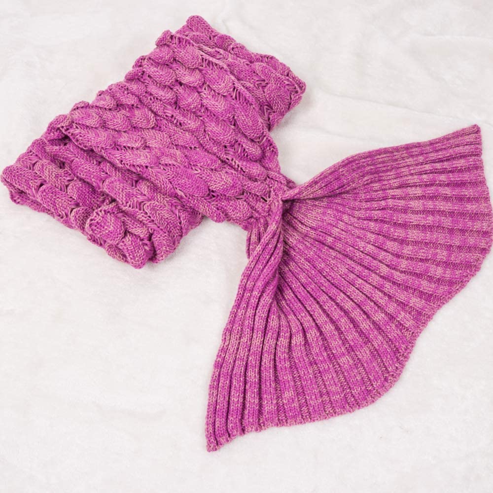 AmyHomie Mermaid Tail Blanket, Soft Crochet Sleeping Blanket for Kids Adults, Mermaid Gift for Girls