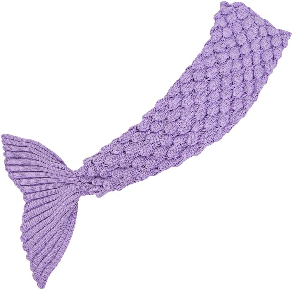AmyHomie Mermaid Tail Blanket, Soft Crochet Sleeping Blanket for Kids Adults, Mermaid Gift for Girls
