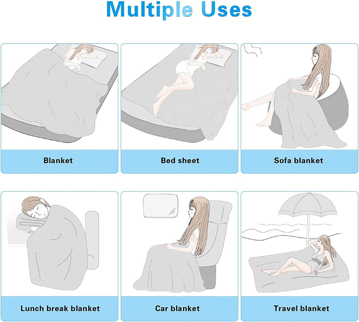 AmyHomie Cooling Blanket, 100% Bamboo Blankets for Hot Sleepers Night Sweats, Lightweight Breathable Summer Cool Blankets for Bed Couch All Season Use, with Laundry Bag Gift