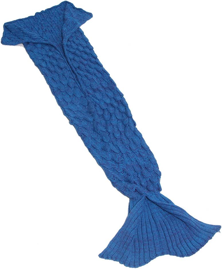 AmyHomie Mermaid Tail Blanket, Soft Crochet Sleeping Blanket for Kids Adults, Mermaid Gift for Girls