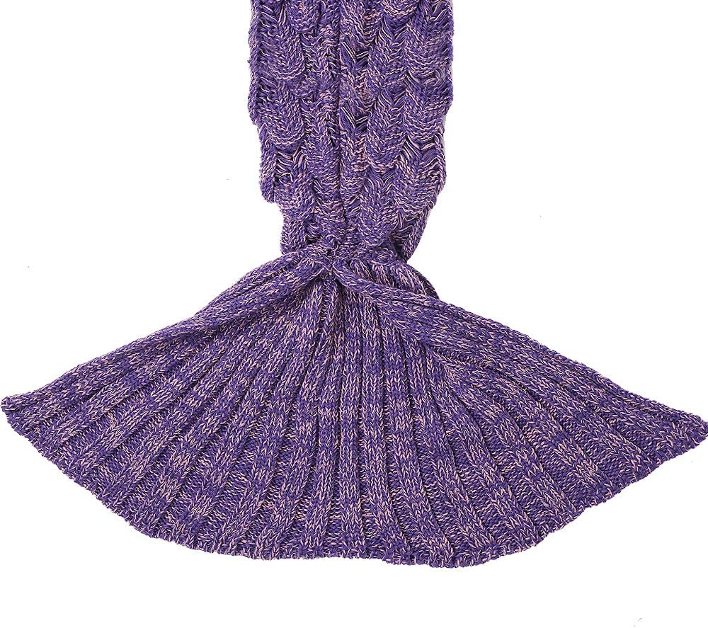 AmyHomie Mermaid Tail Blanket, Soft Crochet Sleeping Blanket for Kids Adults, Mermaid Gift for Girls