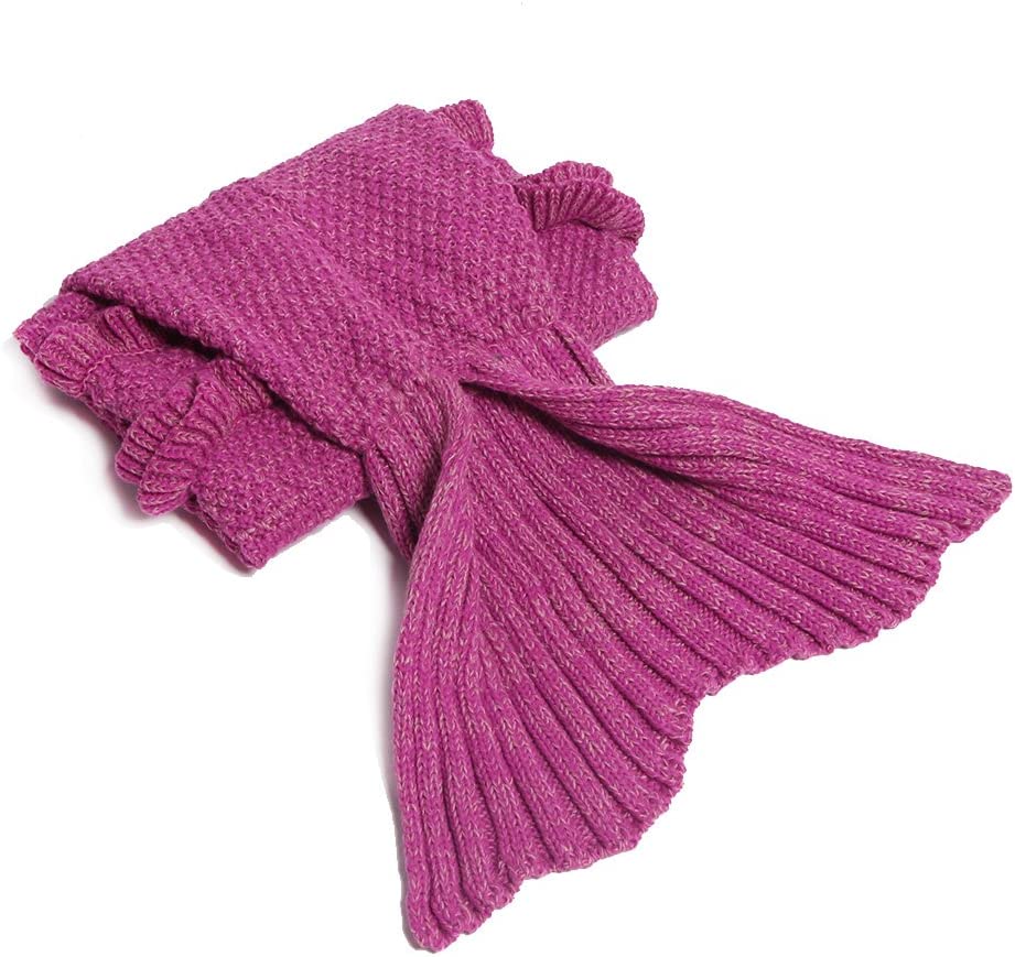 AmyHomie Mermaid Tail Blanket, Soft Crochet Sleeping Blanket for Kids Adults, Mermaid Gift for Girls