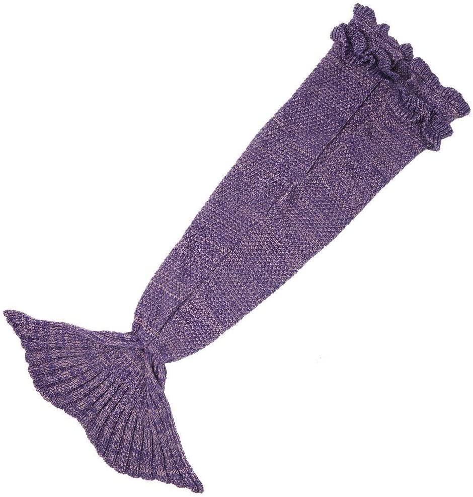 AmyHomie Mermaid Tail Blanket, Soft Crochet Sleeping Blanket for Kids Adults, Mermaid Gift for Girls
