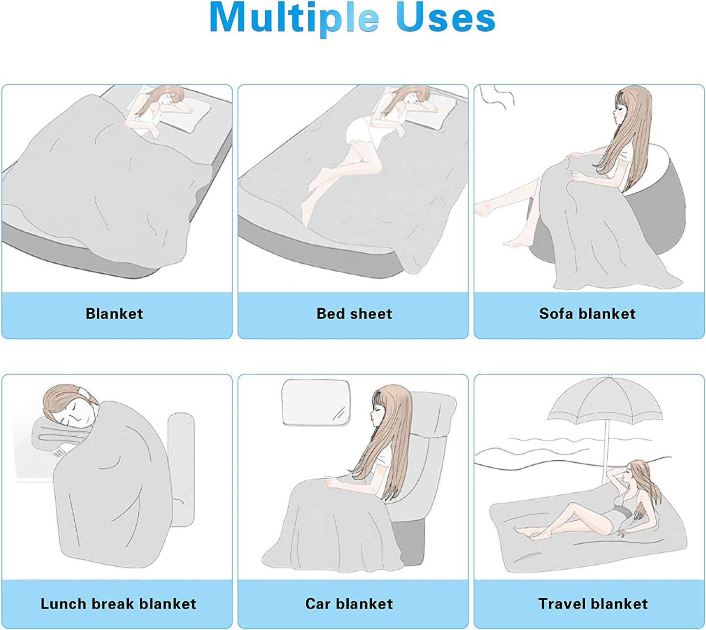 AmyHomie Cooling Blanket, 100% Bamboo Blankets for Hot Sleepers Night Sweats, Lightweight Breathable Summer Cool Blankets for Bed Couch All Season Use, with Laundry Bag Gift