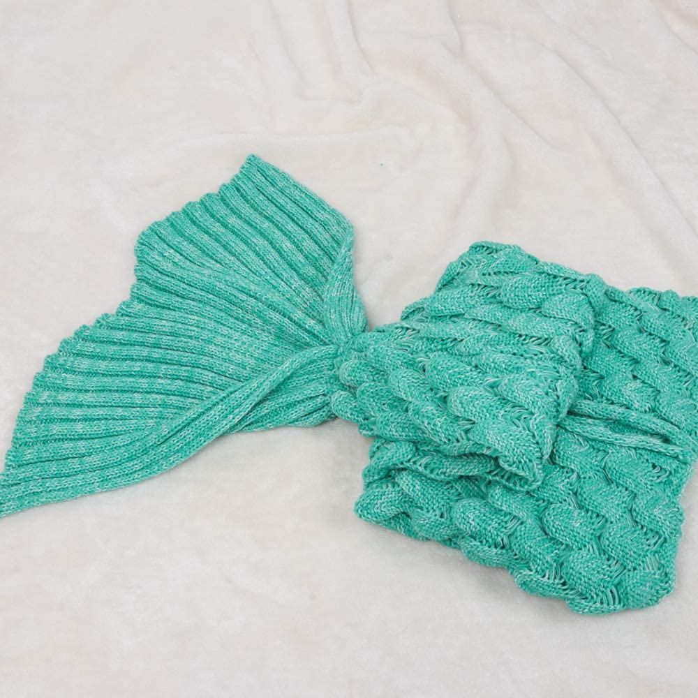 AmyHomie Mermaid Tail Blanket, Soft Crochet Sleeping Blanket for Kids Adults, Mermaid Gift for Girls