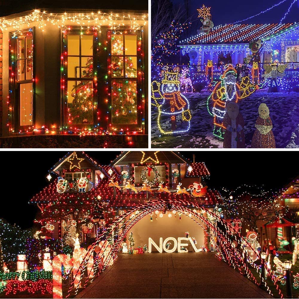 AmyHomie Blue Christmas Lights, 108Ft 300LED Halloween Lights Outdoor Waterproof, End-to-End Indoor Fairy Decorative Lights for Wedding, Party, Halloween Christmas Decor