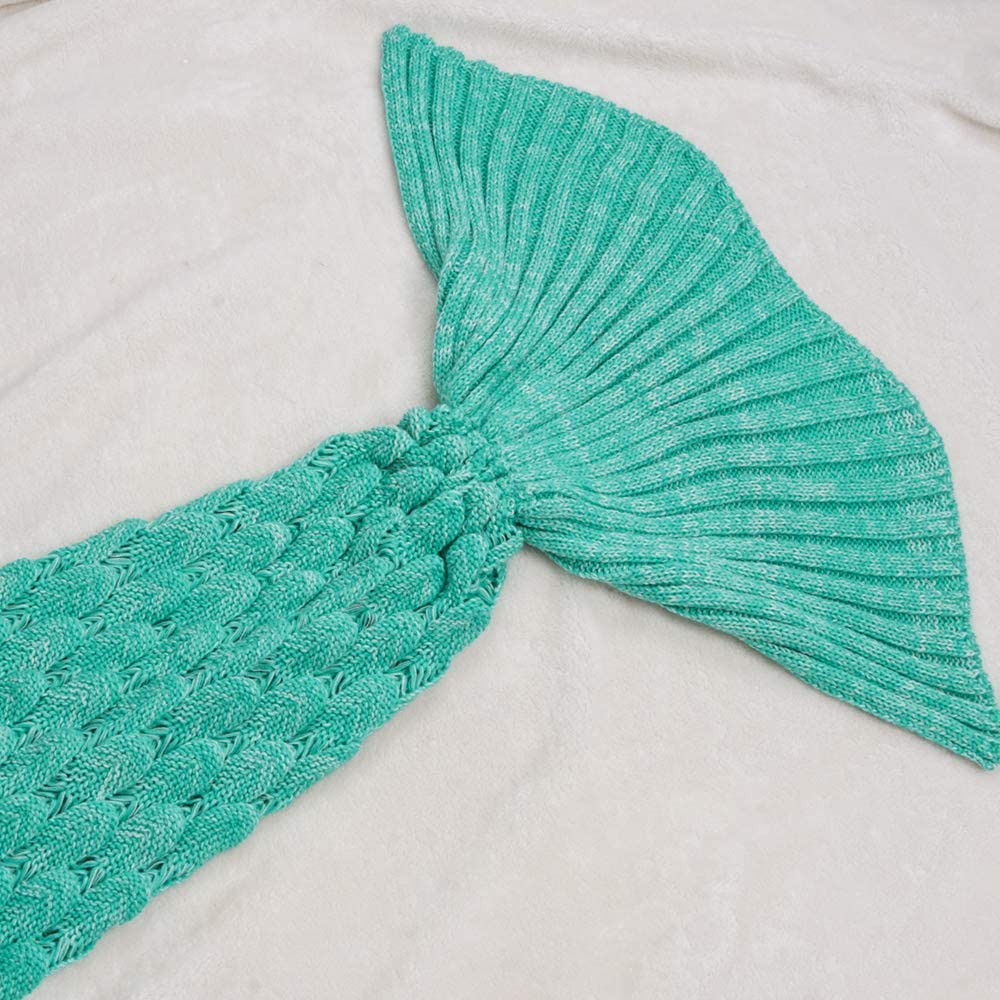 AmyHomie Mermaid Tail Blanket, Soft Crochet Sleeping Blanket for Kids Adults, Mermaid Gift for Girls