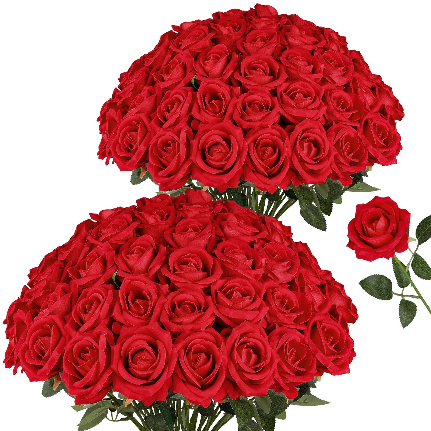 AmyHomie Red Roses Artificial Flowers, Realistic Fake Velvet Rose Bulk with Bendable Stems for DIY Wedding Bouquets, Centerpieces, Home, Party, Valentine’s & Mother’s Day Decor