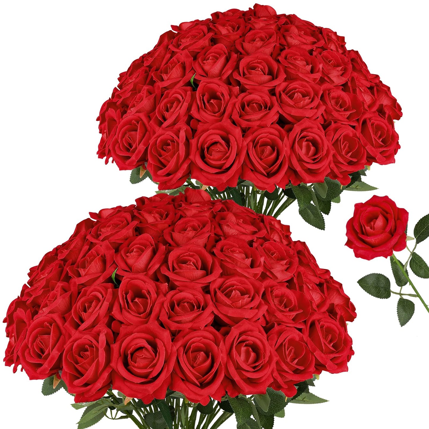 AmyHomie Red Roses Artificial Flowers, Realistic Fake Velvet Rose Bulk with Bendable Stems for DIY Wedding Bouquets, Centerpieces, Home, Party, Valentine’s & Mother’s Day Decor
