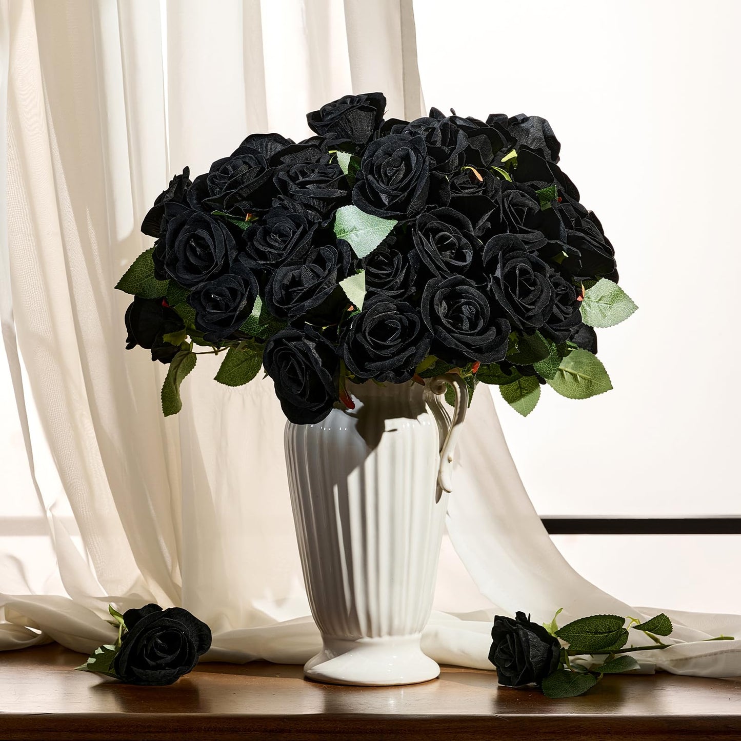 AmyHomie Red Roses Artificial Flowers, Realistic Fake Velvet Rose Bulk with Bendable Stems for DIY Wedding Bouquets, Centerpieces, Home, Party, Valentine’s & Mother’s Day Decor
