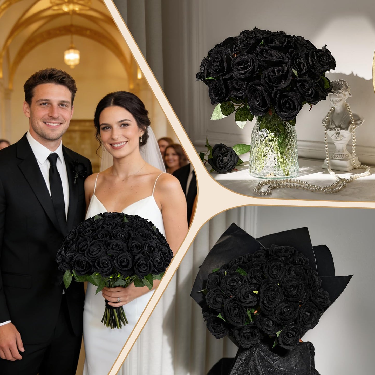 AmyHomie Red Roses Artificial Flowers, Realistic Fake Velvet Rose Bulk with Bendable Stems for DIY Wedding Bouquets, Centerpieces, Home, Party, Valentine’s & Mother’s Day Decor