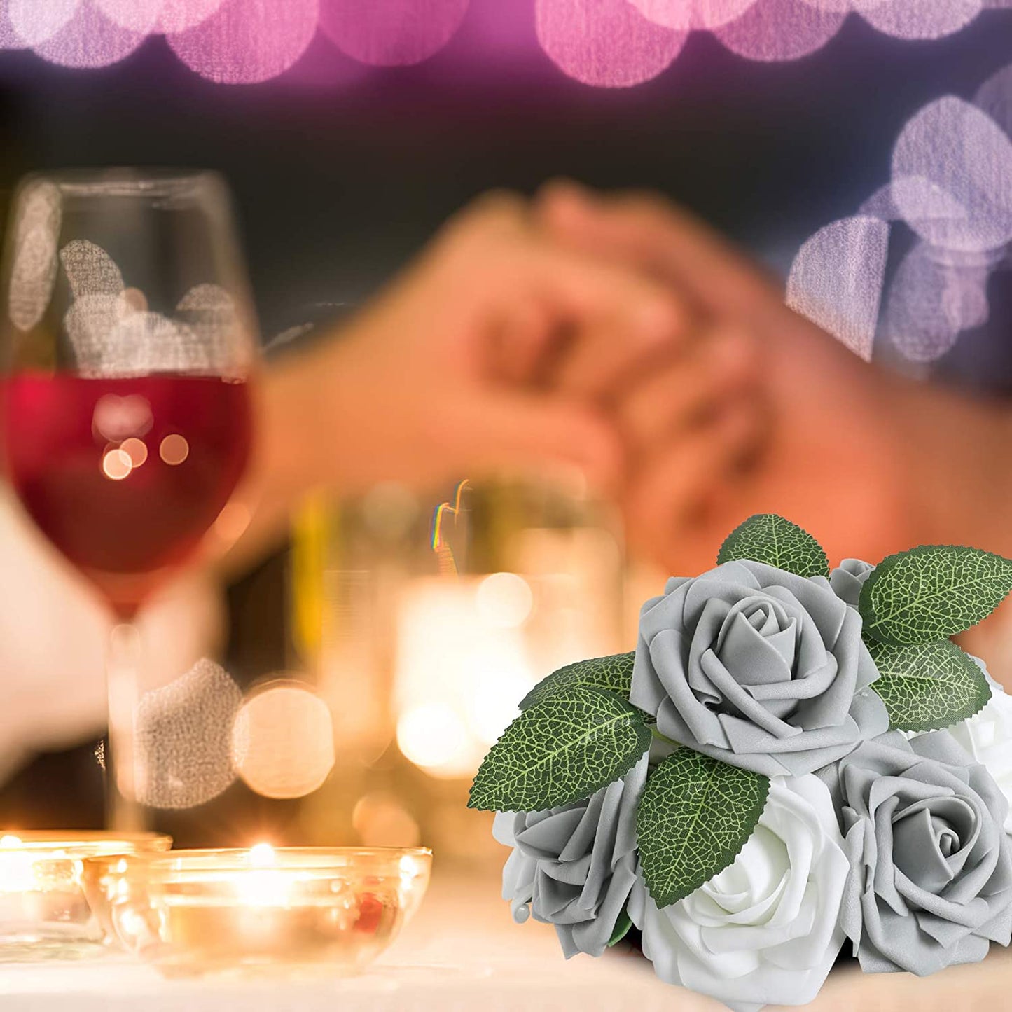 AmyHomie Artificial Flower Blush Pink Rose 25pcs Real Looking Fake Roses w/Stem for DIY Wedding Bouquets Centerpieces Arrangements Party Baby Shower Home Decorations